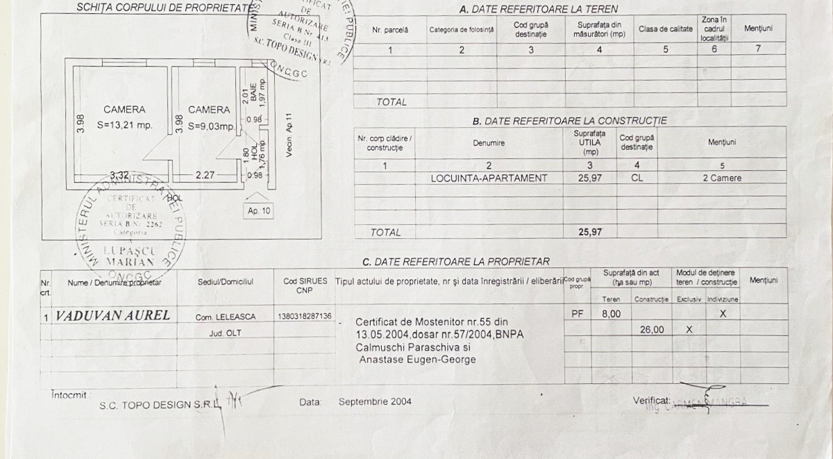 Apartament cu 2 camere in Constanta, Tomis Nord - etaj 1 - 26 mp