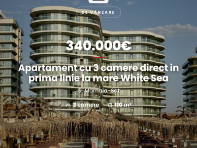 Apartament cu 3 camere direct in prima linie la mare White Sea