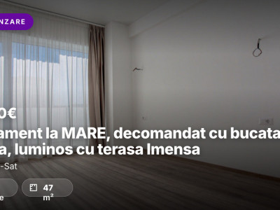 Apartament la MARE, decomandat cu bucatarie inchisa, luminos cu terasa Imensa